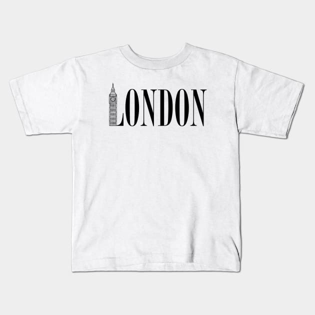 London, England Big Ben Tower Kids T-Shirt by Suniquin